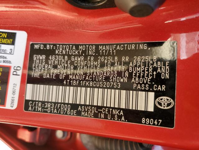 2012 TOYOTA CAMRY BASE - 4T1BF1FK8CU520753