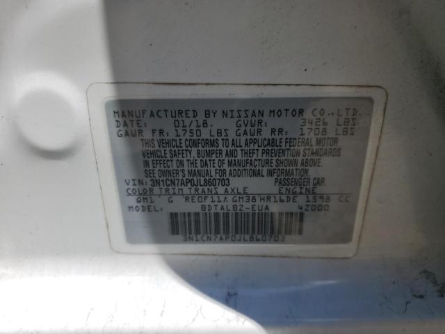 2018 NISSAN VERSA S - 3N1CN7AP0JL860703