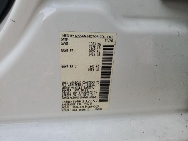 2021 NISSAN ALTIMA SL 1N4BL4EV4MN332257