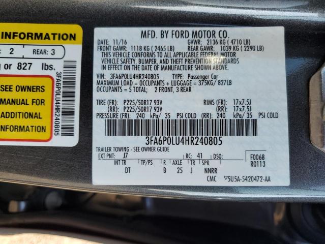 2017 FORD FUSION SE HYBRID 3FA6P0LU4HR240805