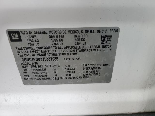 2018 CHEVROLET TRAX 1LT 3GNCJPSB3JL337985