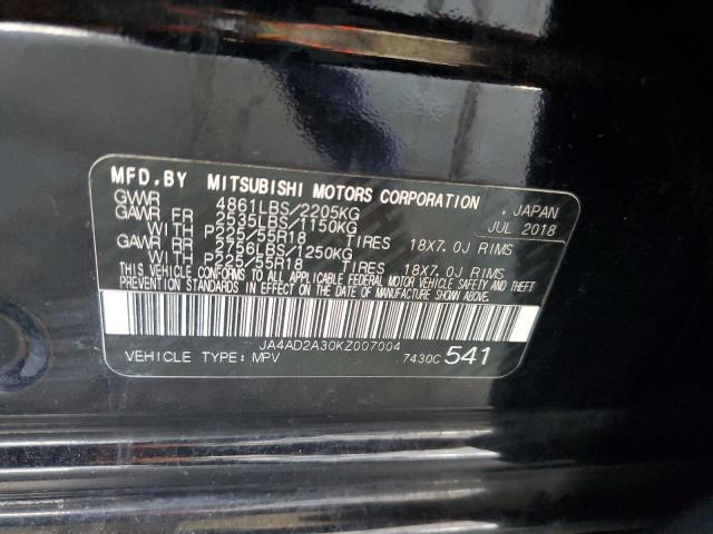 2019 MITSUBISHI OUTLANDER ES JA4AD2A30KZ007004