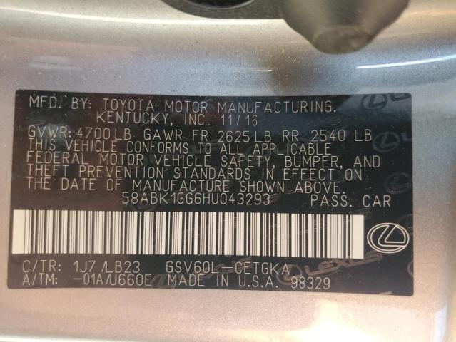 2017 LEXUS ES 350 58ABK1GG6HU043293