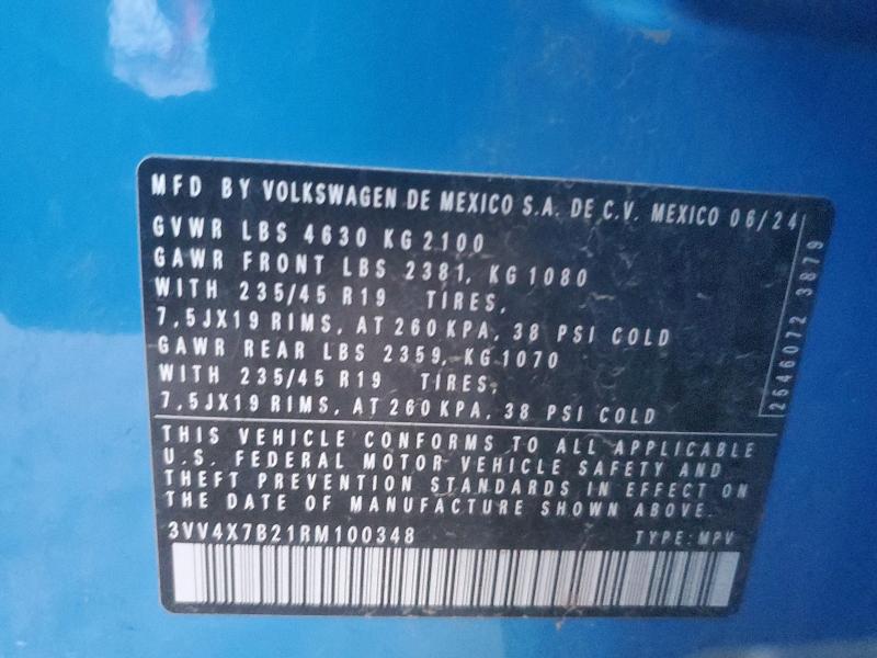 2024 VOLKSWAGEN TAOS SEL 3VV4X7B21RM100348