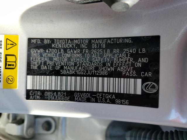 2018 LEXUS ES 350 58ABK1GG2JU112986