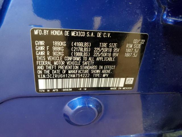 2022 HONDA HR-V SPORT 3CZRU6H12NM754222