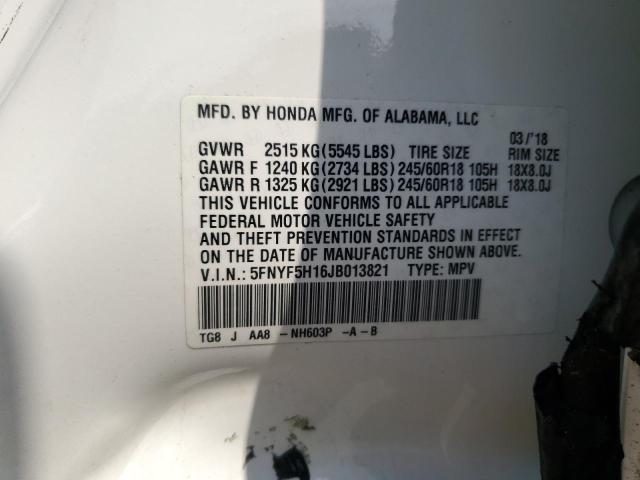 2018 HONDA PILOT LX 5FNYF5H16JB013821