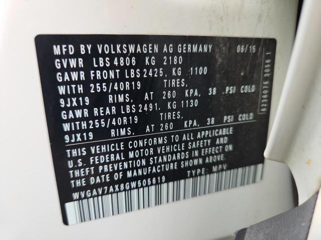 2016 VOLKSWAGEN TIGUAN S - WVGAV7AX8GW505619