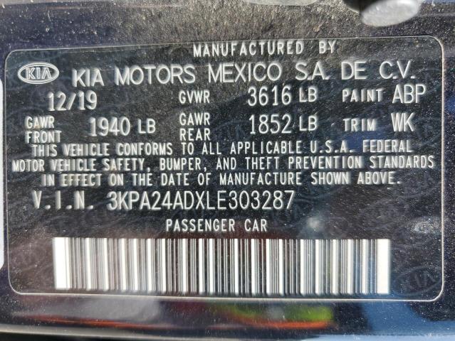 2020 KIA RIO LX 3KPA24ADXLE303287