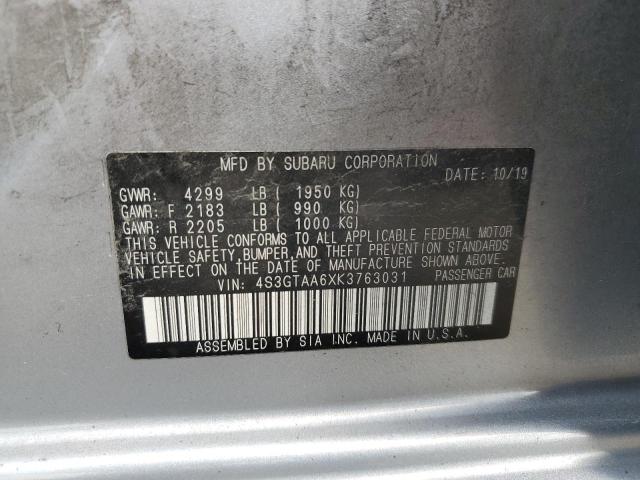2019 SUBARU IMPREZA 4S3GTAA6XK3763031