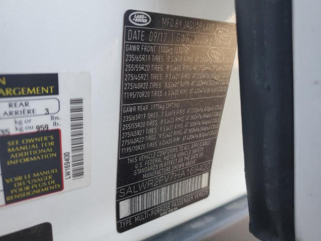 2017 LAND ROVER RANGE ROVE SALWR2FV7HA169400