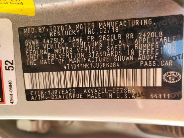 2018 TOYOTA CAMRY L 4T1B11HK1JU586084