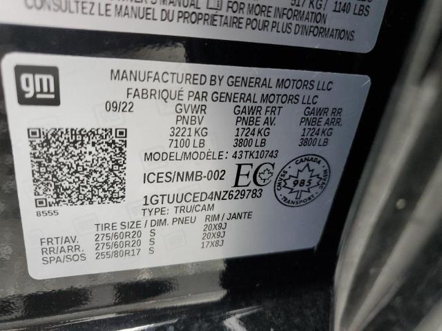 2022 GMC SIERRA K1500 ELEVATION 1GTUUCED4NZ629783