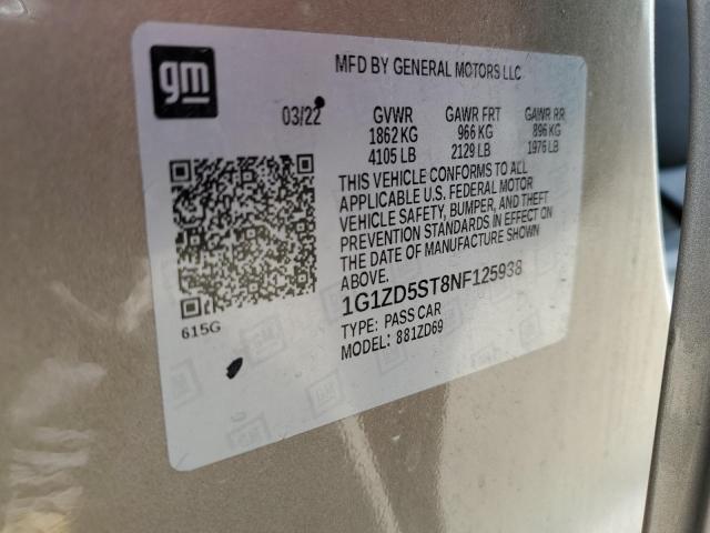 2022 CHEVROLET MALIBU LT 1G1ZD5ST8NF125938