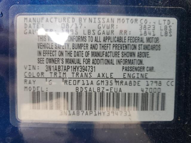 2017 NISSAN SENTRA S 3N1AB7AP1HY394731