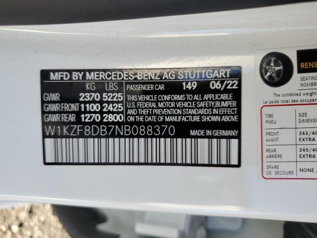 2022 MERCEDES-BENZ E 350 W1KZF8DB7NB088370