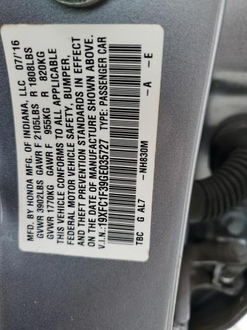 2016 HONDA CIVIC EX 19XFC1F39GE035727