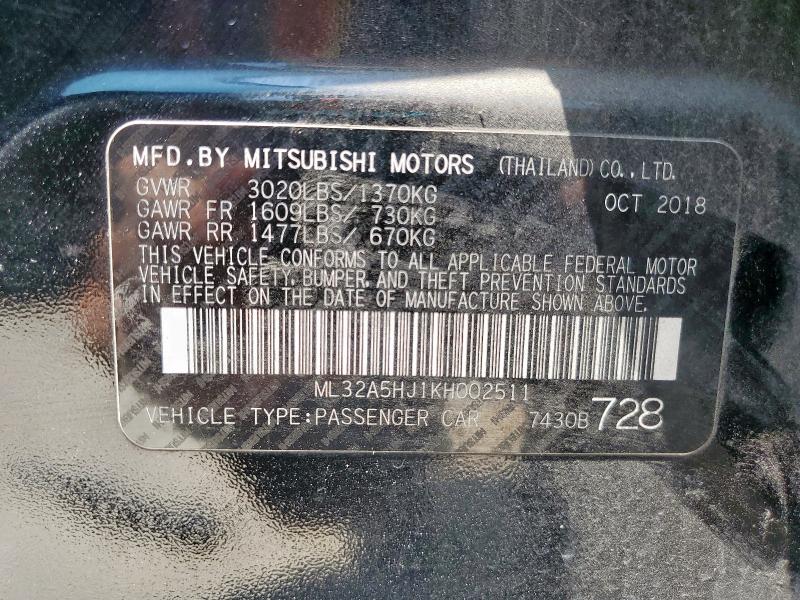 2019 MITSUBISHI MIRAGE LE ML32A5HJ1KH002511