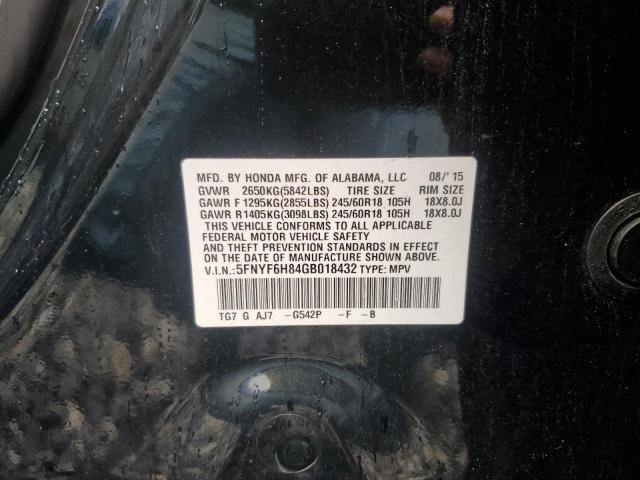 2016 HONDA PILOT EXL 5FNYF6H84GB018432