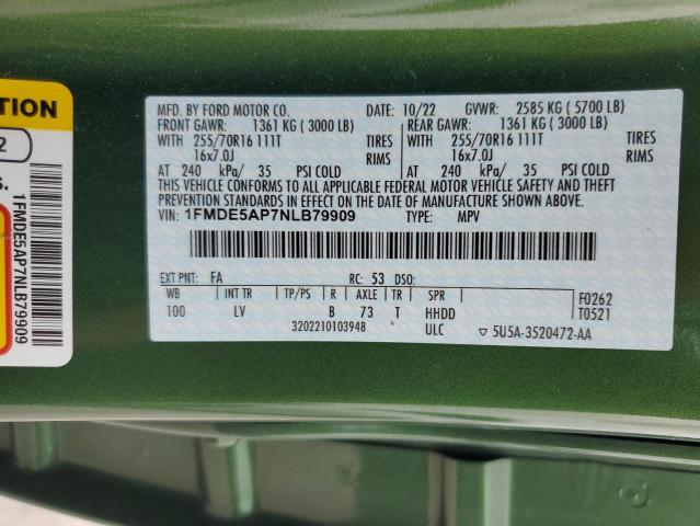 2022 FORD BRONCO BAS 1FMDE5AP7NLB79909