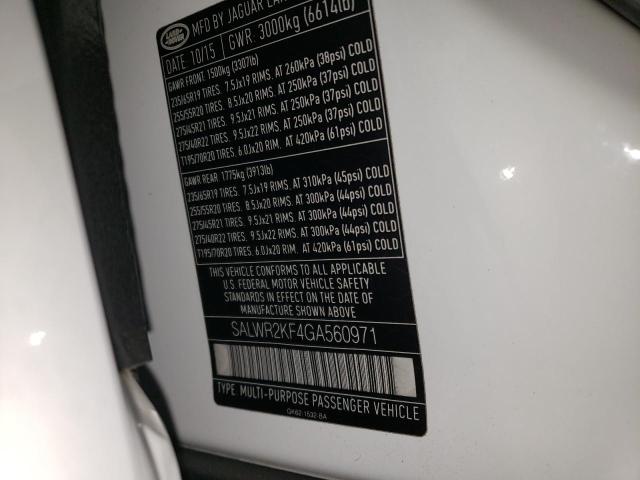 2016 LAND ROVER RANGE ROVE SALWR2KF4GA560971