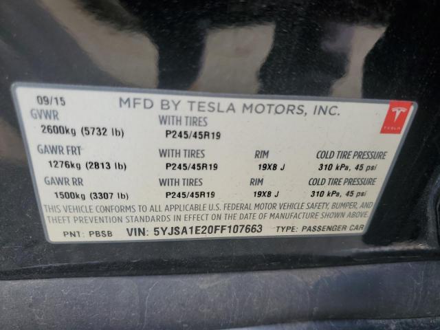 2015 TESLA MODEL S 5YJSA1E20FF107663