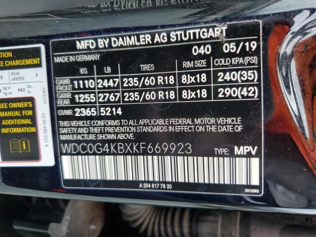 2019 MERCEDES-BENZ GLC 300 4M WDC0G4KBXKF669923