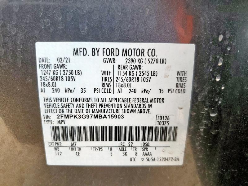 2021 FORD EDGE SE 2FMPK3G97MBA15903