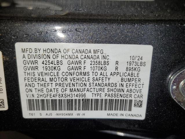 2025 HONDA CIVIC SPOR 2HGFE4F8XSH314996
