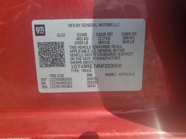 2022 GMC SIERRA K25 - 1GT49RE74NF223650