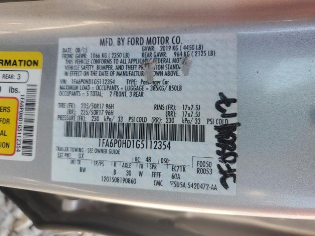 2016 FORD FUSION SE - 1FA6P0HD1G5112354
