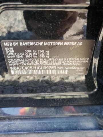 2017 BMW 740 XI WBA7E4C51HGU99759