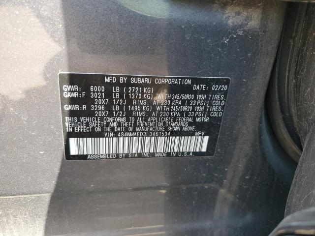 2020 SUBARU ASCENT PRE 4S4WMAED3L3461594