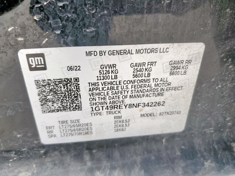 2022 GMC SIERRA K2500 DENALI 1GT49REY8NF342262