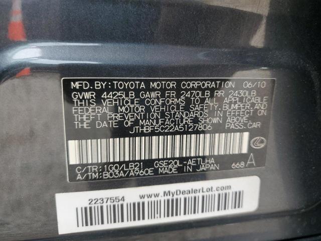 2010 LEXUS IS 250 - JTHBF5C22A5127806