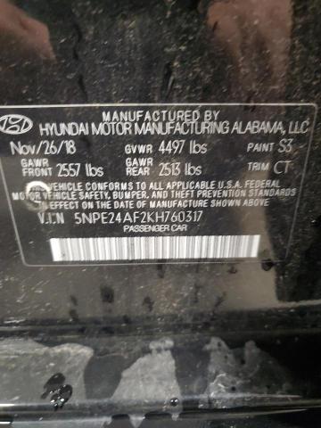 2019 HYUNDAI SONATA SE 5NPE24AF2KH760317