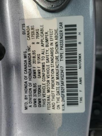 2015 HONDA CIVIC LX 2HGFB2F54FH523417