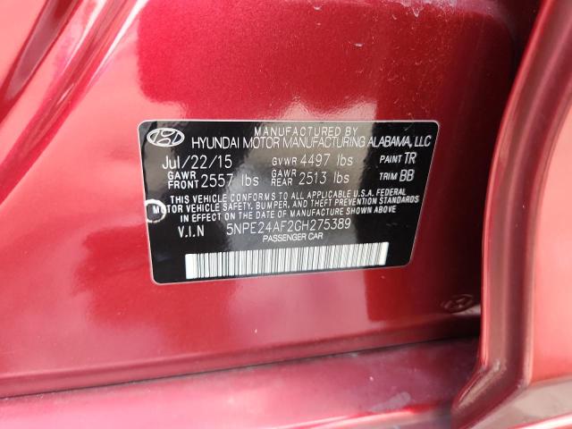 2016 HYUNDAI SONATA SE 5NPE24AF2GH275389