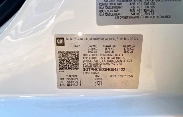 2022 GMC SIERRA C15 3GTPHCED3NG548422