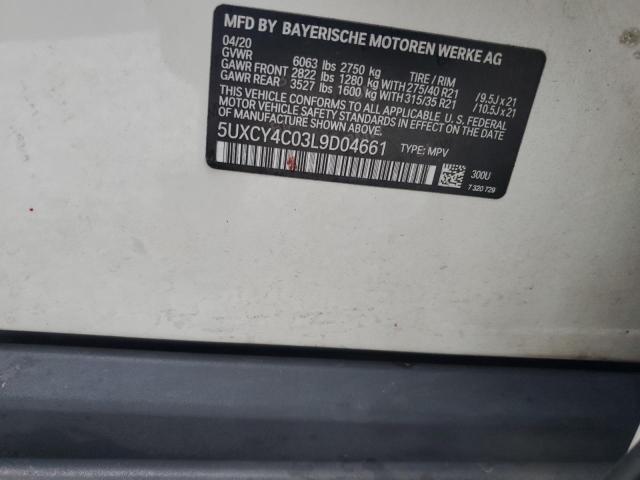 2020 BMW X6 SDRIVE 40I 5UXCY4C03L9D04661