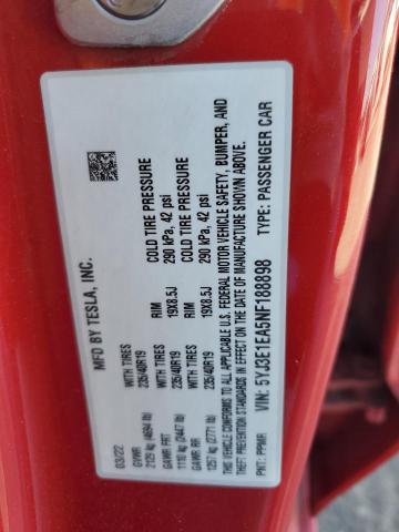 2022 TESLA MODEL 3 5YJ3E1EA5NF188898