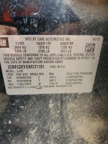 2010 CHEVROLET EQUINOX LT - 2CNFLGEYXA6371101