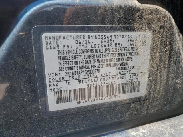 2016 NISSAN SENTRA S - 3N1AB7AP1GY300376