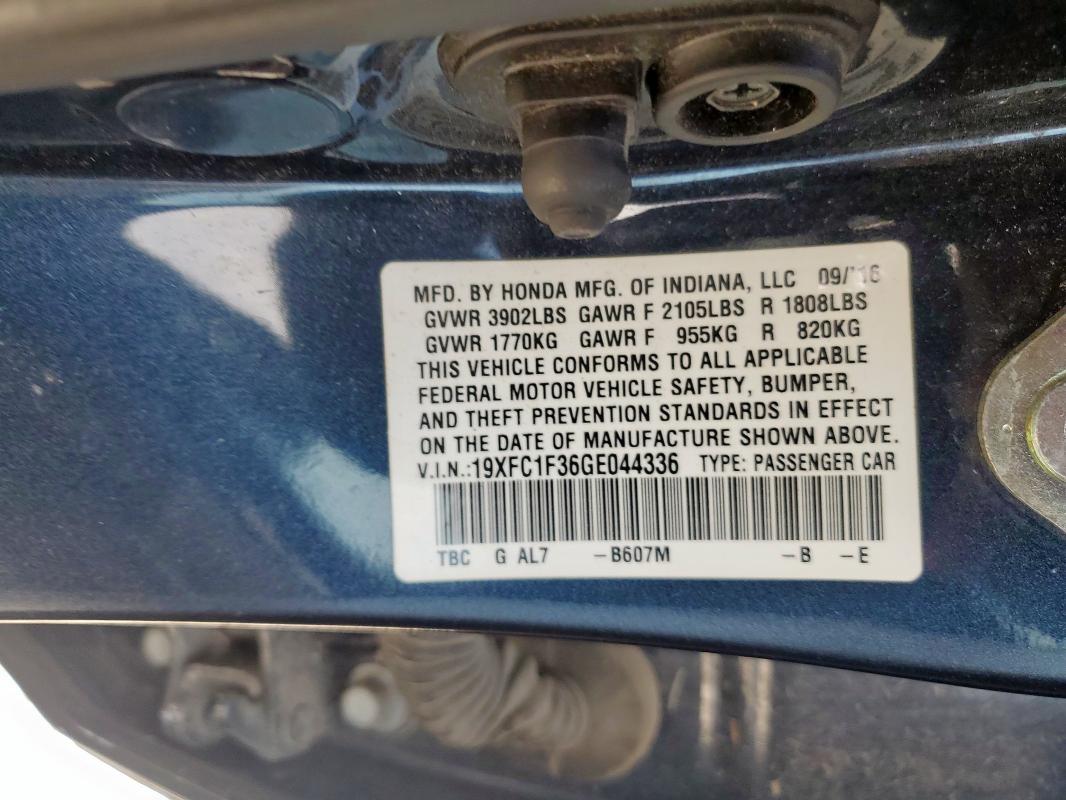 2016 HONDA CIVIC EX 19XFC1F36GE044336