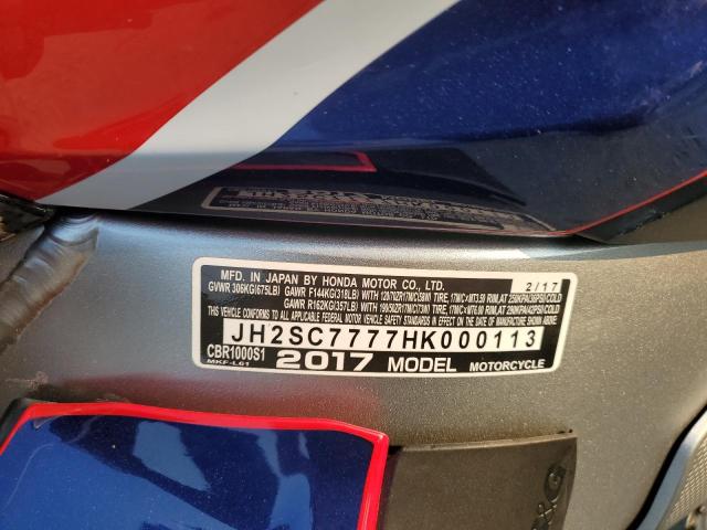 2017 HONDA CBR1000 SP JH2SC7777HK000113