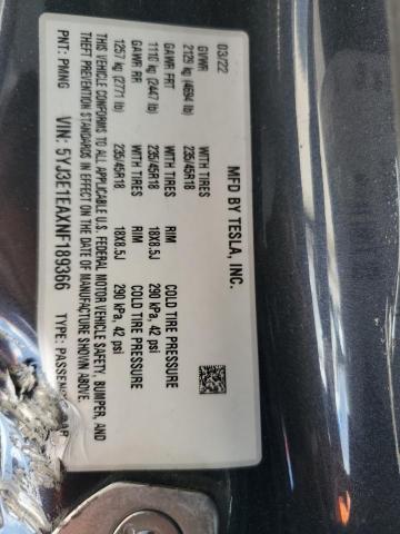 2022 TESLA MODEL 3 5YJ3E1EAXNF189366