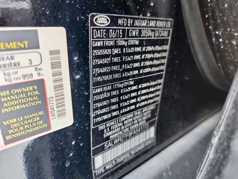 2015 LAND ROVER RANGE ROVER SPORT SC SALWR2TF8FA541773