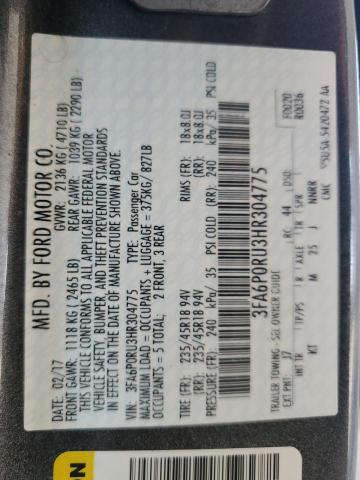 2017 FORD FUSION TIT - 3FA6P0RU3HR304775