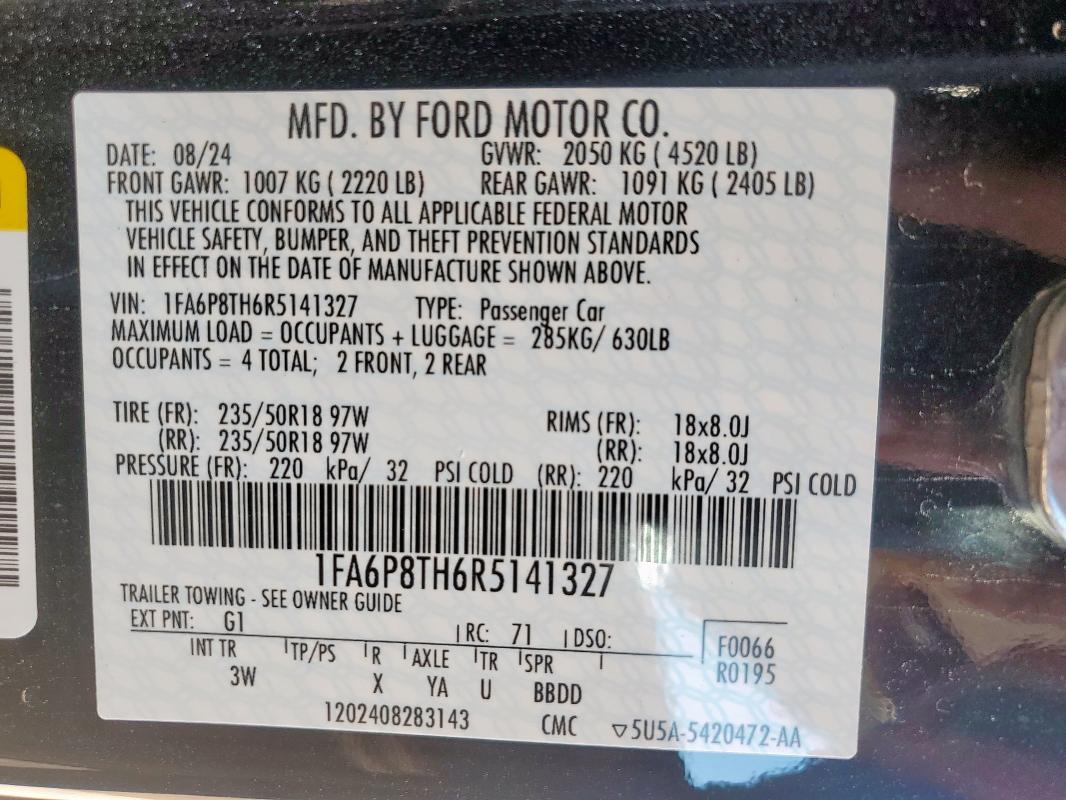 2024 FORD MUSTANG - 1FA6P8TH6R5141327