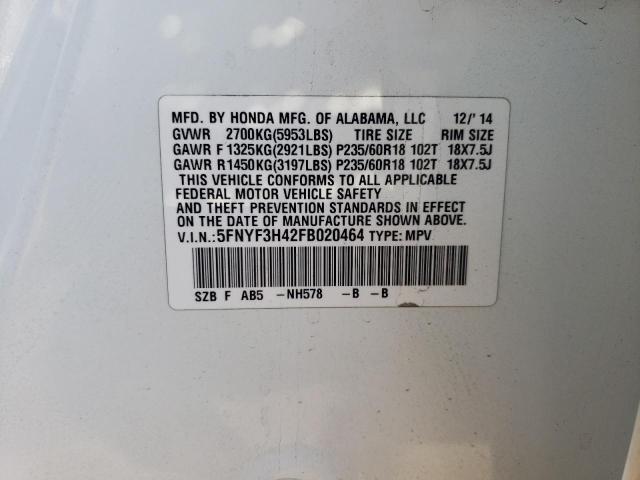 2015 HONDA PILOT EX 5FNYF3H42FB020464